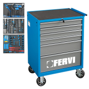 Шкаф Fervi с инструменти метален подвижен   235 бр., 744x461x964 мм, 150 кг, син C900C3C - promo-pack - 149938