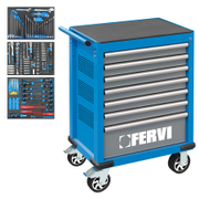 Шкаф Fervi с инструменти метален подвижен   235 бр., 770x460x985 мм, 190 кг, син C960C3C - promo-pack - 149939