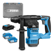 Перфоратор Fervi акумулаторен   с 2 батерии и зарядно, SDS-plus, 20 V, 4 Ah, 2.3 J, 0-4500 уд./мин FB20RH3AB-24B - promo-pack - 150136