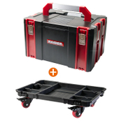Количка за системи куфари Raider     RD-WB02 + Пластмасов куфар Raider за инструменти   440х320х255 мм, 18 кг, черен RD-MB02 - promo-pack - 152188