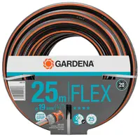 Градински маркуч за поливане Gardena PVC 2-слоен армиран  19 мм, 25 bar, 25 м, черно/оранжево, Comfort FLEX