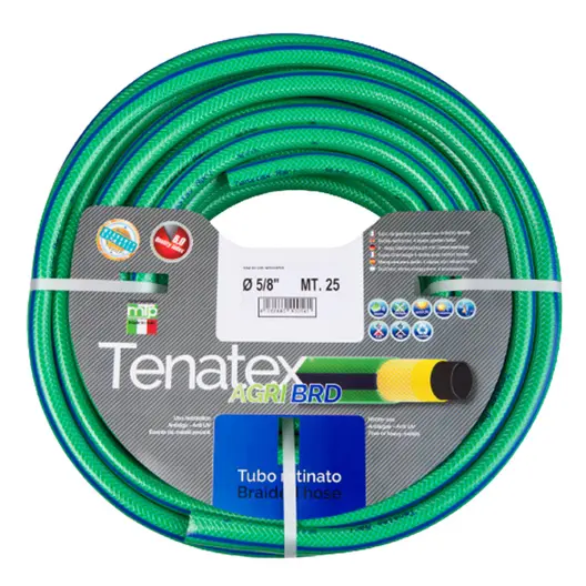 Градински маркуч за поливане MTP PVC 2-слоен армиран  15 мм, 8 bar, зелен, Tenatex Agri BRD
