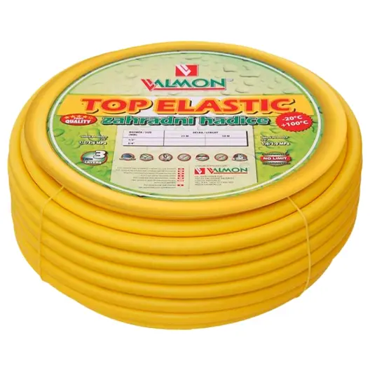 Градински маркуч за поливане Valmon PVC 2-слоен армиран  19 мм, 10 bar, 50 м, жълт, 1118