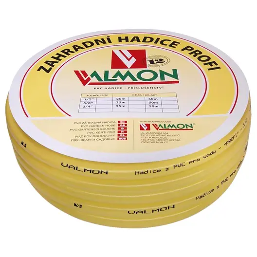 Градински маркуч за поливане Valmon PVC 2-слоен армиран  19 мм, 10 bar, жълт, Profi 1119