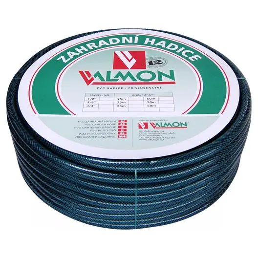 Градински маркуч за поливане Valmon PVC 2-слоен армиран  15.9 мм, 10 bar, 50 м, тъмнозелен, 1121