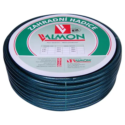 Градински маркуч за поливане Valmon PVC 2-слоен армиран  25.4 мм, 10 bar, 50 м, тъмнозелен, 1121