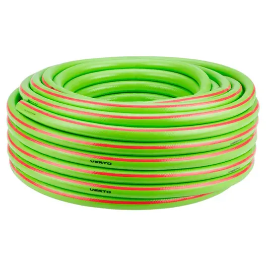 Градински маркуч за поливане Verto PVC 3-слоен армиран  25 bar, 30 м, зелен, 15G824