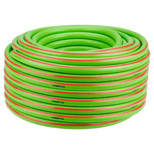 Градински маркуч за поливане Verto PVC 3-слоен армиран  25 bar, 50 м, зелен, 15G825