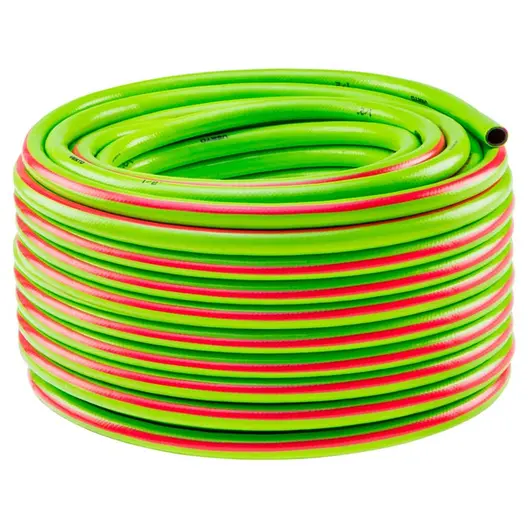Градински маркуч за поливане Verto PVC 3-слоен армиран  25 bar, 50 м, зелен, 15G822