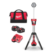 LED прожектор акумулаторен със статив с 2 батерии и зарядно, 18 V, 5 Ah, червен M18 SAL-502B - promo-pack - 154559