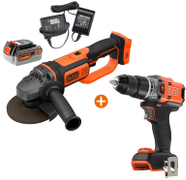 Акумулаторен ъглошлайф Black & Decker    с 1 батерия и зарядно, 18 V, 4 Ah, 125 мм, 8600 об./мин BCG720M1 + Акумулаторен винтоверт Black & Decker ударен   без батерия и зарядно, 18 V, 50 Nm, 13 мм BLD683XN - promo-pack - 154892