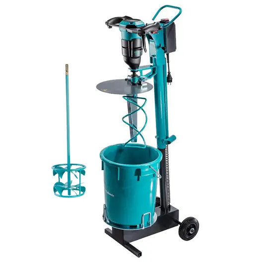 Бъркалка Collomix електрическа едношпинделна със стойка и кофа  1800 W, 0-400/0-550/0-750 об./мин, 25 л, Hexafix, oneMIX 340
