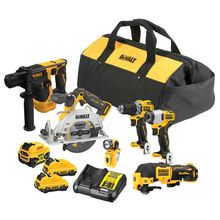 Комплект акумулаторни инструменти DeWALT    с 3 батерии и зарядно, DCD701, DCF801, DCS512, DCH072, DCS353, DCL510, 12 V, 2x2, 1x5 Ah, DCK611P1D2