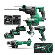 Комплект акумулаторни инструменти HiKOKI - Hitachi    с 3 батерии и зарядно, DH1826DA, DS18DE, G1813DA, WH18DC, 18 V, 5 Ah KC18DEWHZ