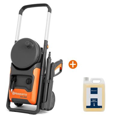 Електрическа водоструйка Husqvarna    1800 W, 465 л/ч, 140 bar, PW 240 + Препарат за безчетково миене на автомобили и двигатели 2.5 л, жълт
