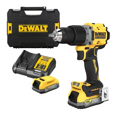 Акумулаторен винтоверт DeWALT с безчетков двигател   с 2 батерии и зарядно, 18 V, 1.7 Ah, 90 Nm, 1.5-13 мм, DCD800E2T