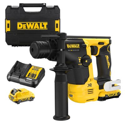 Акумулаторен перфоратор DeWALT с безчетков двигател   с 2 батерии и зарядно, SDS-plus, 12 V, 3 Ah, 1.1 J, 0-4280 уд./мин, DCH072L2