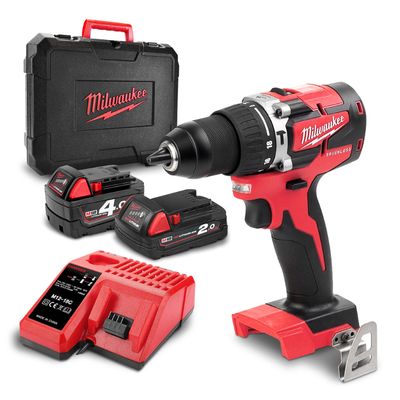 Акумулаторен винтоверт Milwaukee ударен   с 2 батерии и зарядно, 18 V, 2/4 Ah, 60 Nm, 1.5-13 мм M18 CBLPD-422C