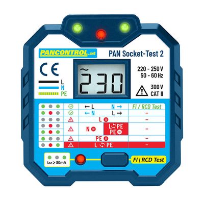 Тестер за контакт и остатъчен ток Pancontrol    AC, 90-250 V, PAN Socket-Test-2