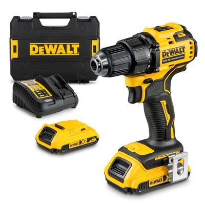 Акумулаторен винтоверт DeWALT с безчетков двигател   с 2 батерии и зарядно, 18 V, 2 Ah, 65 Nm, 1.5-13 мм, DCD708D2T
