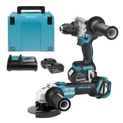 Комплект акумулаторни инструменти Makita    с 3 батерии и зарядно, DDF486, DGA513, 18 V, 5 Ah, DLX2431TJ