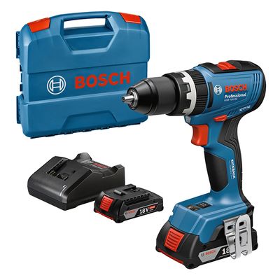 Акумулаторен винтоверт Bosch ударен   с 2 батерии и зарядно, 18 V, 2 Ah, 65 Nm, 1.5-13 мм, GSB 18V-65