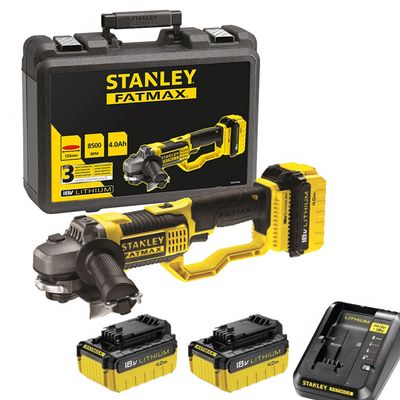 Акумулаторен ъглошлайф Stanley    с 2 батерии и зарядно, 18 V, 4 Ah, 125 мм, 8500 об./мин, FMC761M2