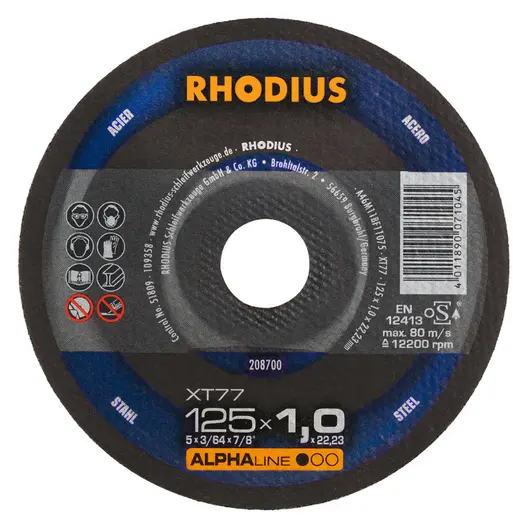 Диск карбофлексен за рязане Rhodius на метал   115 мм, 1 мм, 22.23 мм, XT77