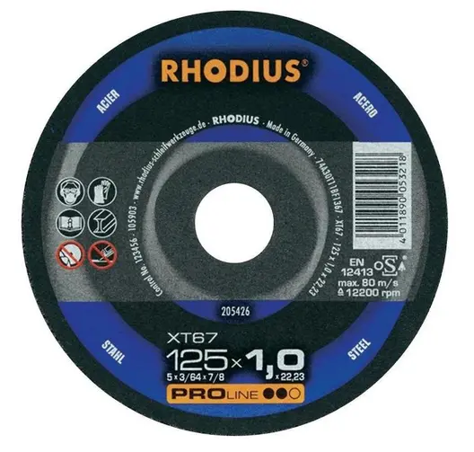 Диск карбофлексен за рязане Rhodius на метал   125 мм, 1 мм, 22.23 мм, XT67