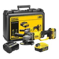 Акумулаторен ъглошлайф Stanley    с 2 батерии и зарядно, 18 V, 4 Ah, 125 мм, 9000 об./мин, SFMCG400M2K