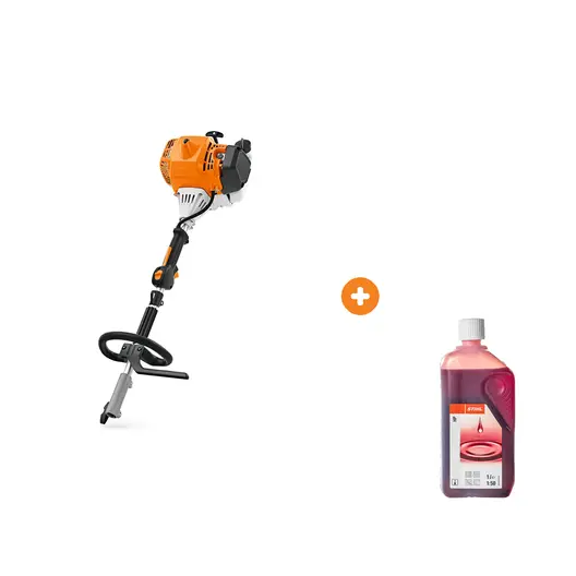 Комби двигател STIHL за градински електроинтрументи 1.55 kW, 2.1 к.с. KM 235 R с масло STIHL двутактово 1 л HP