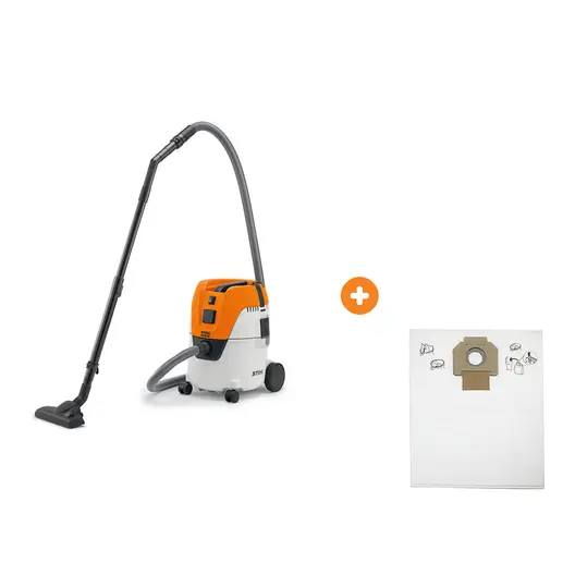 Прахосмукачка STIHL за сухо и мокро почистване 1400 W, 3600 л/мин, 20 л SE 62E с торбичка STIHL филтърна за прахосмукачка 20 л, текстил, SE61, SE61E, SE62, SE62E
