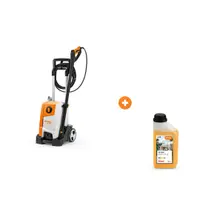 Електрическа водоструйка STIHL 1700 W, 380-430 л/ч, 150 bar RE 110 с шампоан STIHL за безчетково миене на автомобили и двигатели 1 л Profi CP 200