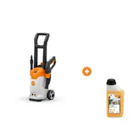 Електрическа водоструйка STIHL 1700 W, 330-430 л/ч, 120 bar RE 80 с шампоан STIHL за безчетково миене на автомобили и двигатели 1 л Profi CP 200