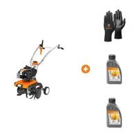 Мотофреза STIHL бензинова 2.3 kW, 3.2 к.с., 149 см3, 850 мм MH 585 с ръкавици STIHL топени в нитрил полиестерни размер 11, черни Function SensoTouch и 2 броя масло STIHL четиритактово 0.6 л 10 W-30