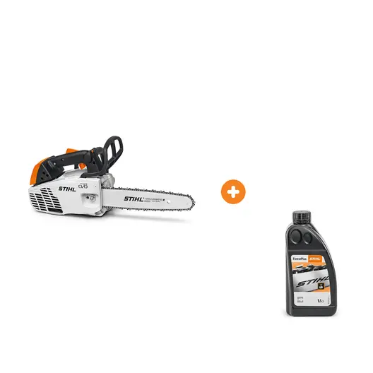 Бензинова резачка за дърва STIHL 1300 W, 30 см, 3/8 ", 1.1 мм MS 194 T с масло STIHL за вериги на верижни триони 1 л ForestPlus