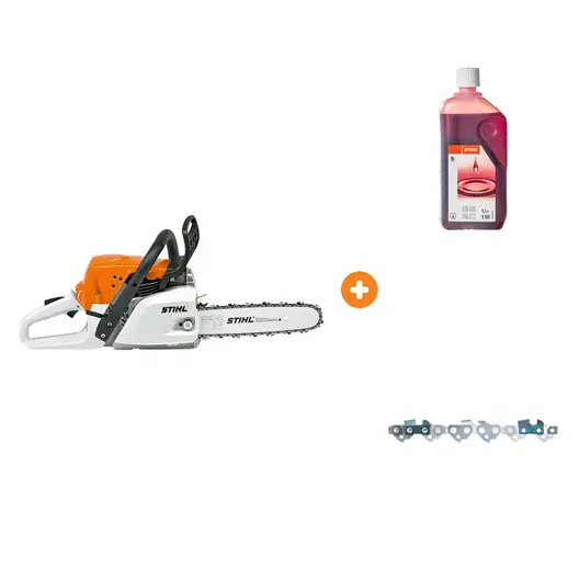 Бензинова резачка за дърва STIHL 2000 W, 35 см, 3/8 ", 1.3 мм MS 231 с масло STIHL двутактово 1 л HP и верига STIHL за верижен трион 35 см, 3/8 ", 1.3 мм, 50 звена Picco Super