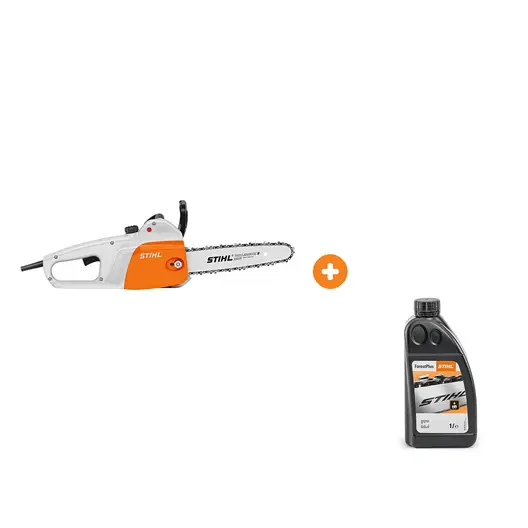 Електрическа резачка за дърва STIHL 1400 W, 35 см, 3/8 ", 1.1 мм MSE 141 C-Q с масло STIHL за вериги на верижни триони 1 л ForestPlus