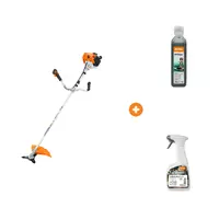 Моторна коса STIHL 1.3 kW, 1.8 к.с., 30.8 см3, 420 мм FS 120 с масло STIHL двутактово 0.1 л HP Super и препарат за почистване на смола и масла STIHL 0.5 л VarioClean Eco