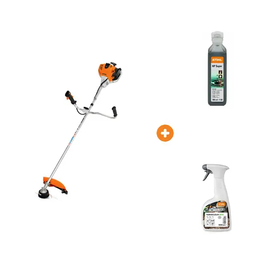 Моторна коса STIHL 1.55 kW, 2.1 к.с., 36.3 см3 FS 235 с масло STIHL двутактово 0.1 л HP Super и препарат за почистване на смола и масла STIHL 0.5 л VarioClean Eco