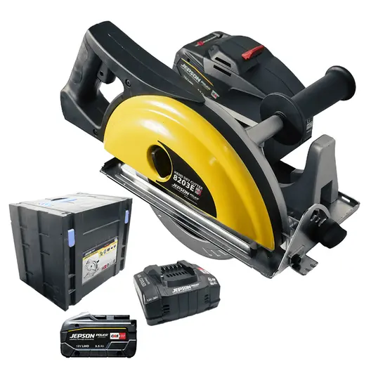 Акумулаторен ръчен циркуляр Jepson    с 2 батерии и зарядно, 18 V, 5.5 Ah, ф 203 мм, 3500 об./мин, 8203E