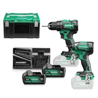Комплект акумулаторни инструменти HiKOKI - Hitachi    с 2 батерии и зарядно, DS18DE, WH18DE, 18 V, 5 Ah, KC18DEWBZ