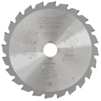 Диск циркулярен за рязане DeWALT на дърво напречно надлъжно с HM пластини   216 мм, 30 мм, 2.6 мм, 24 z, Extreme