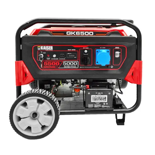 Бензинов генератор за ток Kaiser монофазен   5500 W, 11 к.с., 21.7 A, 230 V, GK6500