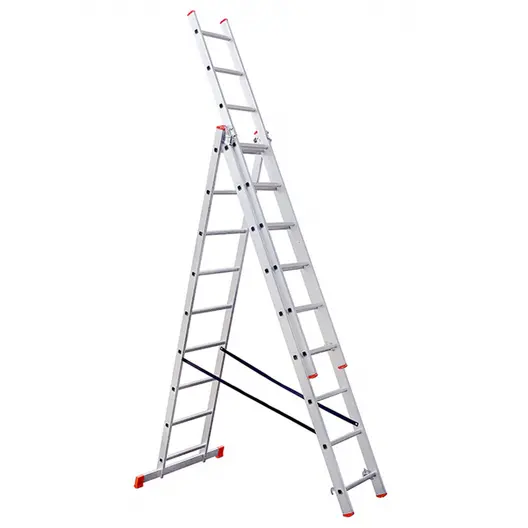 Стълба алуминиева STS трираменна професионална   3x9 бр., 150 кг, 5.93 м, 