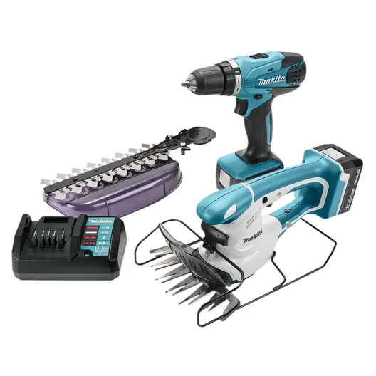 Комплект акумулаторни инструменти Makita    с 2 батерии и зарядно, DF347D, UM165D, 14.4 V, 1.3 Ah, DK14004X1