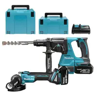 Комплект акумулаторни инструменти Makita    с 2 батерии и зарядно, DGA504, DHR243, 18 V, 5 Ah, DLX2125TJ1