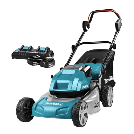 Акумулаторна косачка Makita    с 2 батерии и зарядно, 36 V, 5 Ah, 460 мм, 800 м2, DLM460PT2