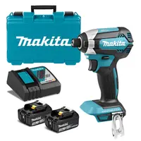 Акумулаторен гайковерт Makita с безчетков двигател   с 2 батерии и зарядно, 18 V, 3 Ah, 170 Nm, шестостен, 1/4", DTD153RFE