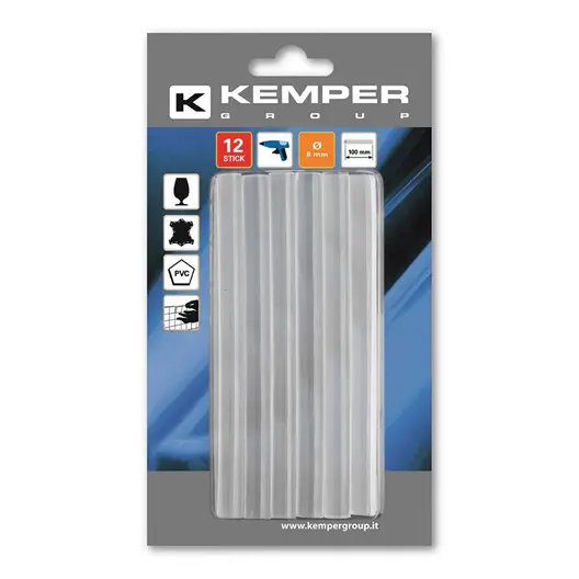 Патрон за топло лепене Kemper за декорация   12 мм, 100 мм, прозрачен, 12 бр., 1765